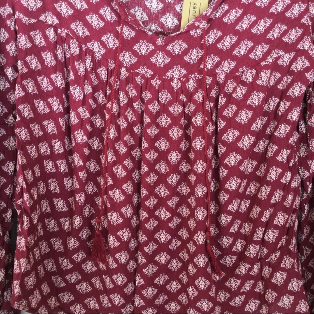 Cape Juby Maroon Boho Style Blouse - Picture 2 of 6